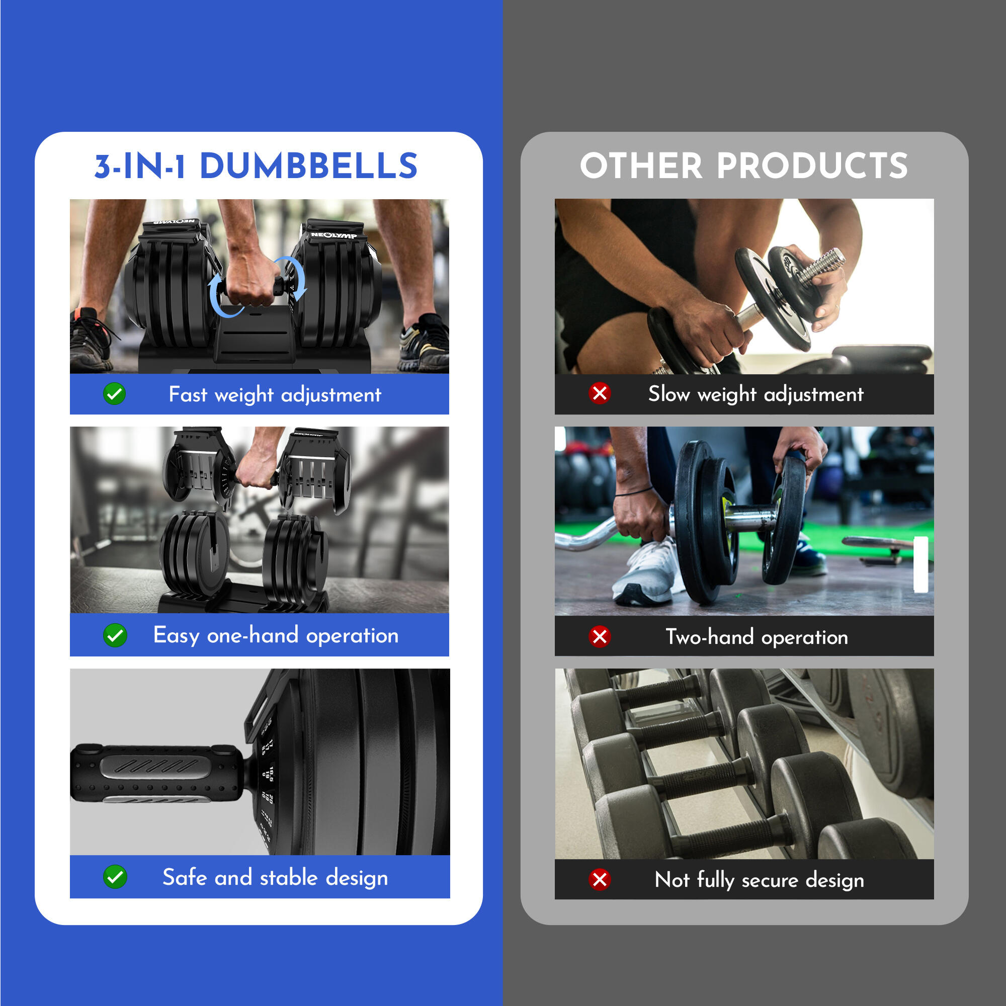Kurzhantel verstellbar 24kg 2er Set - 12 Gewichtsstufen mit Drehgriff - Dumbbell 2/7