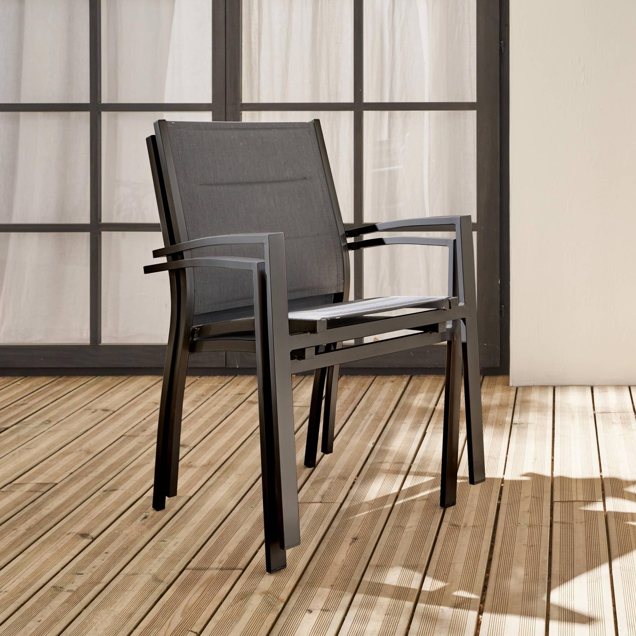 Cadeira de jardim empilhável em alumínio, set de 2, Antracite 3/6