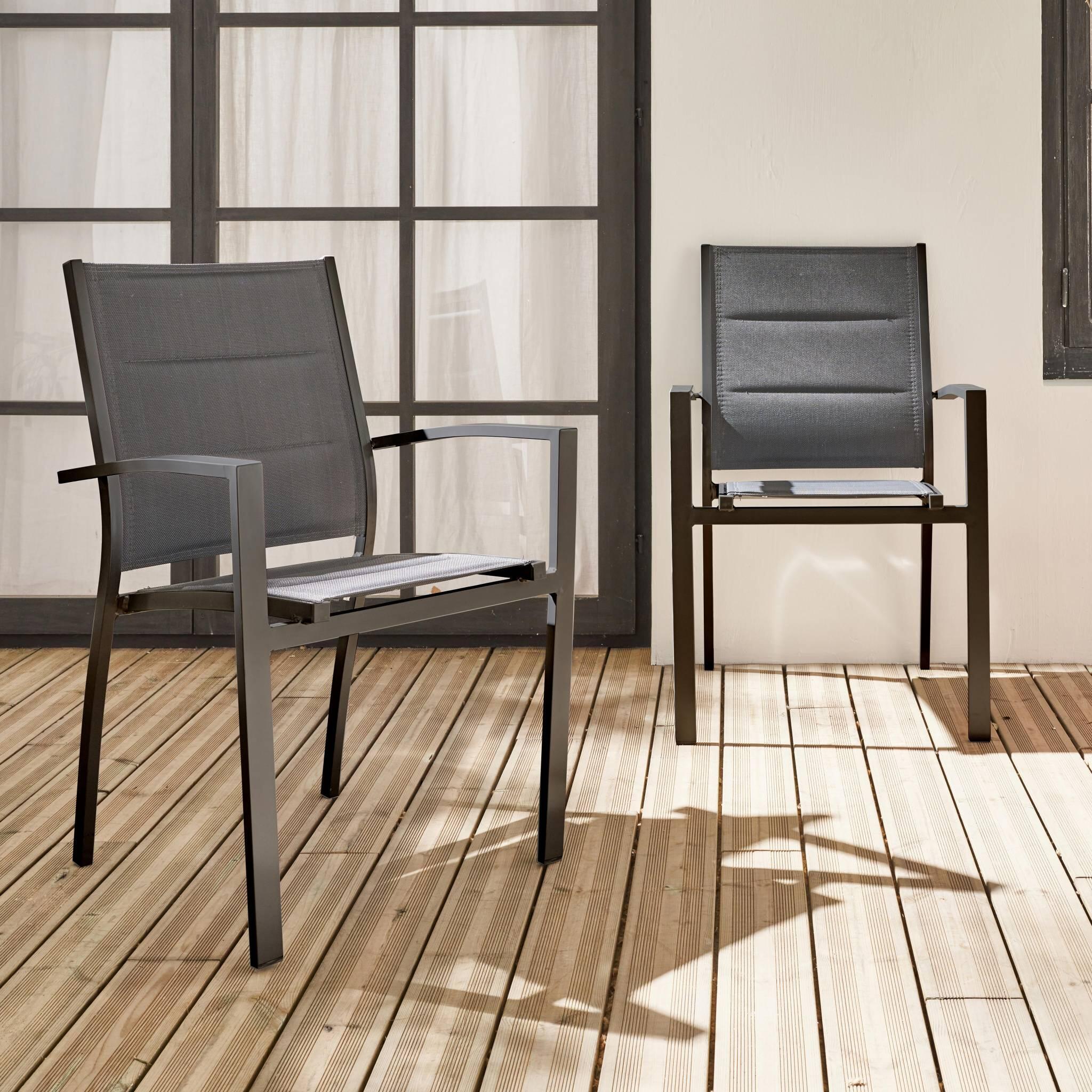 Cadeira de jardim empilhável em alumínio, set de 2, Antracite 2/6