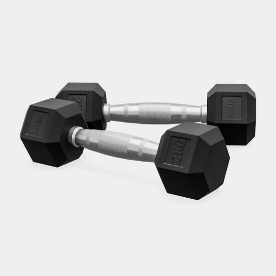 ZEUZ Haltères Hexa Set 2 x 2 KG – Set Poids Hexagonaux