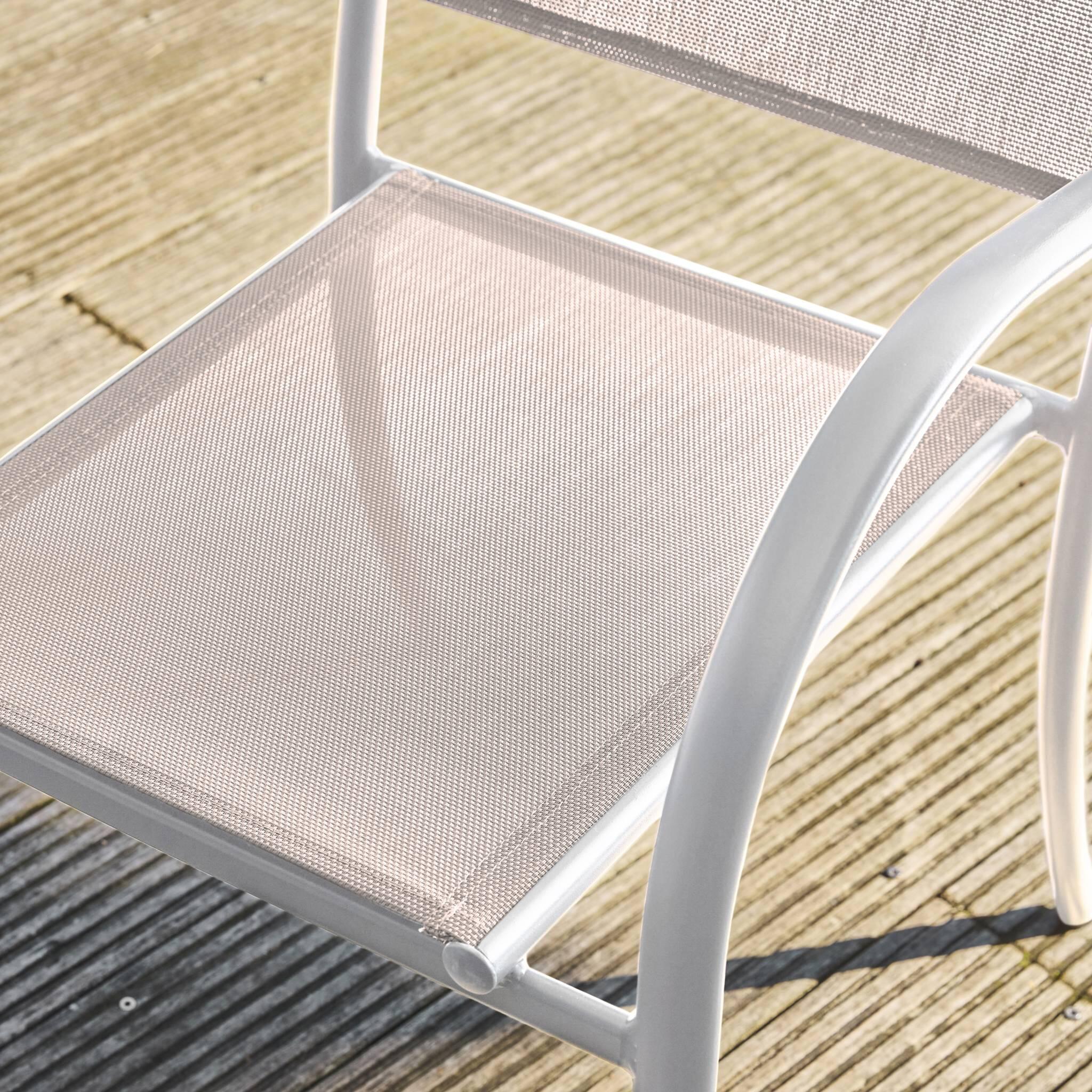 Cadeira de jardim em alumínio e textileno, set de 2, Branco 3/6