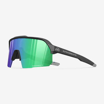 OUTDOOR MASTER Outdoor Master Hawk Polarised Sport Sunglasses Black Frame Green Lenses