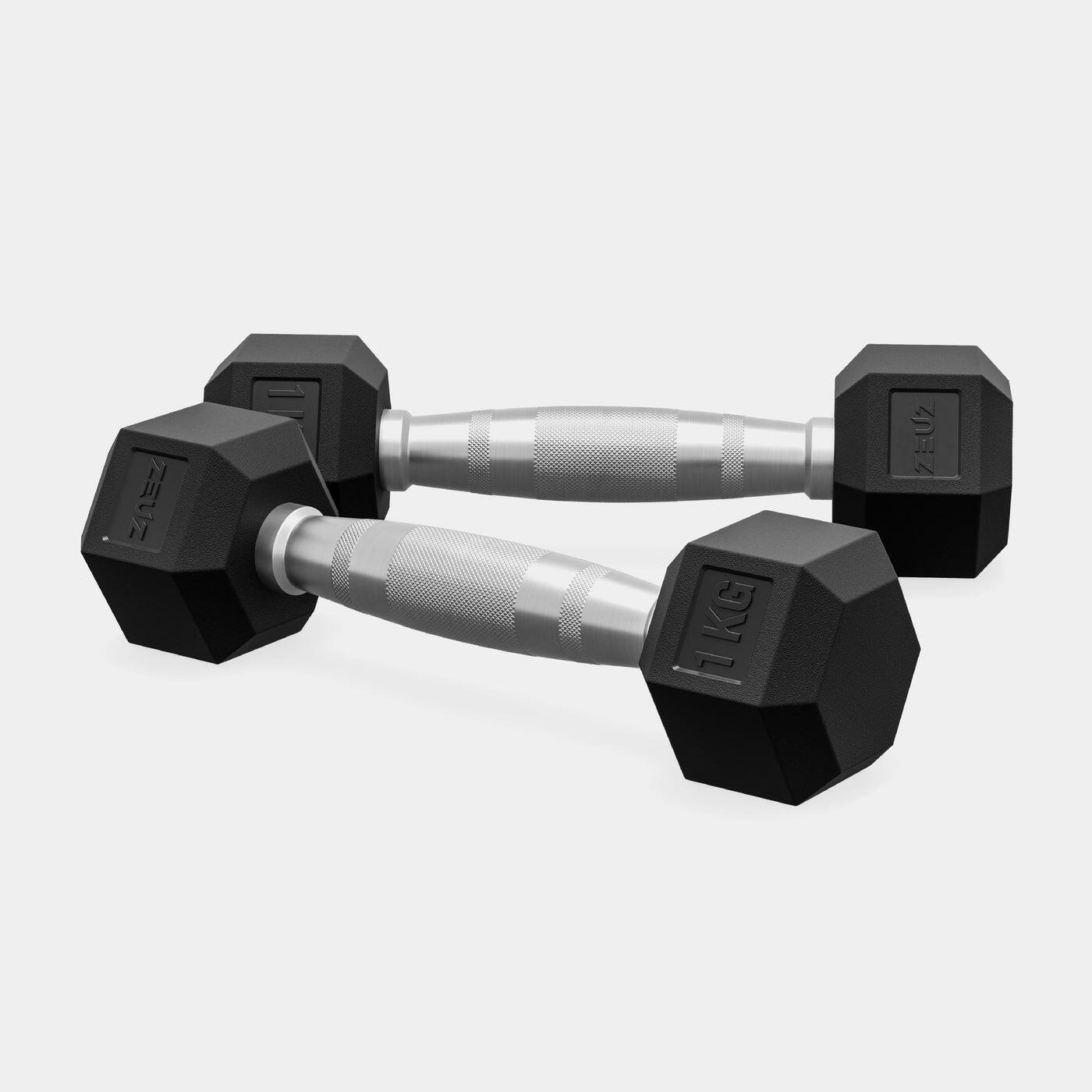 Ensemble d'haltères hexagonales ZEUZ (2 x 1 kg) 1/5