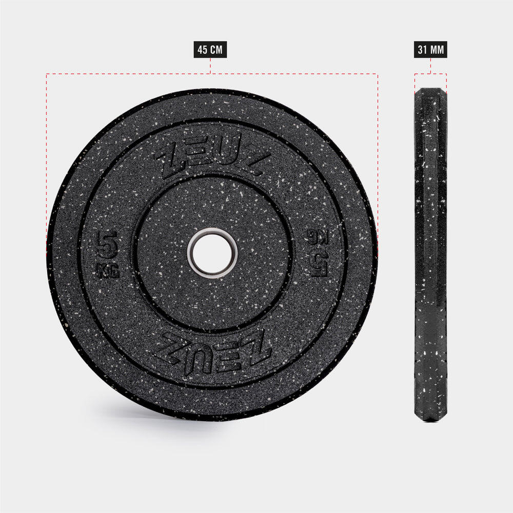 ZEUZ Dischi per bilanciere, 2 pezzi, 5 kg – Set di pesi – Dischi bumper per 6/7