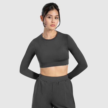 Damen Crop Longsleeve Tisha Schwarz