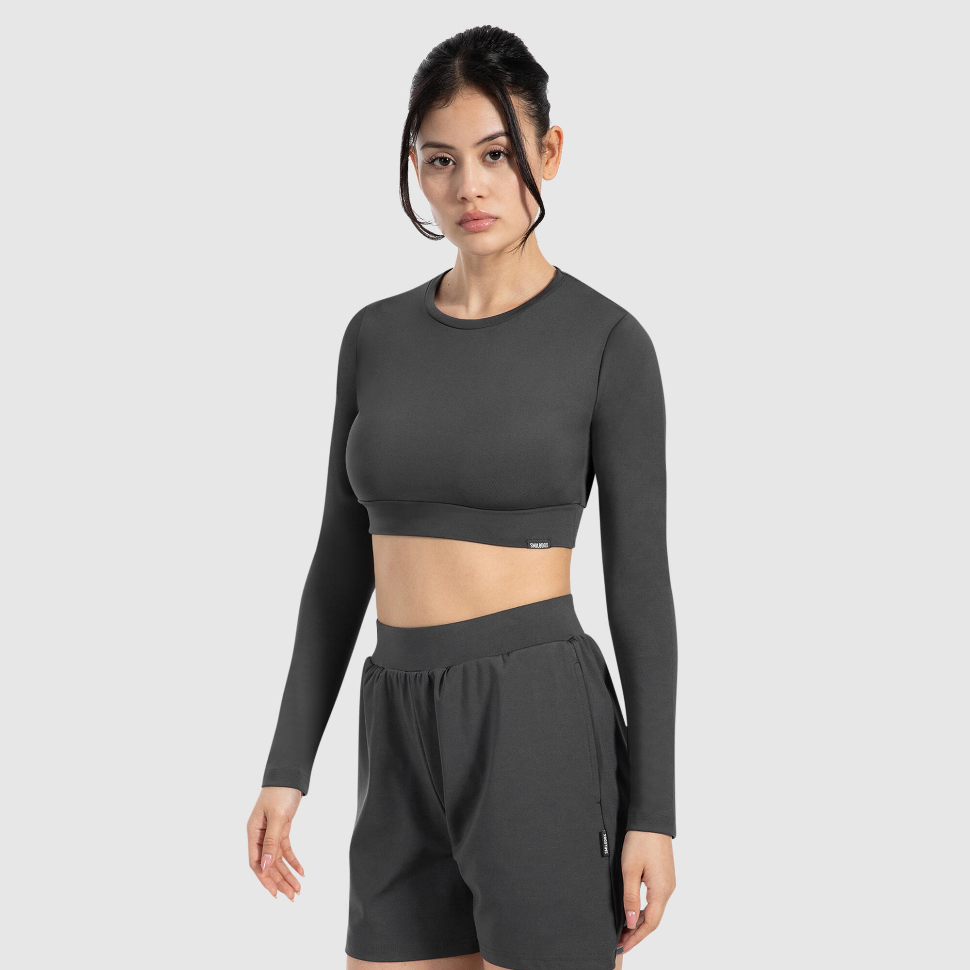 Damen Crop Longsleeve Tisha Anthrazit 2/5