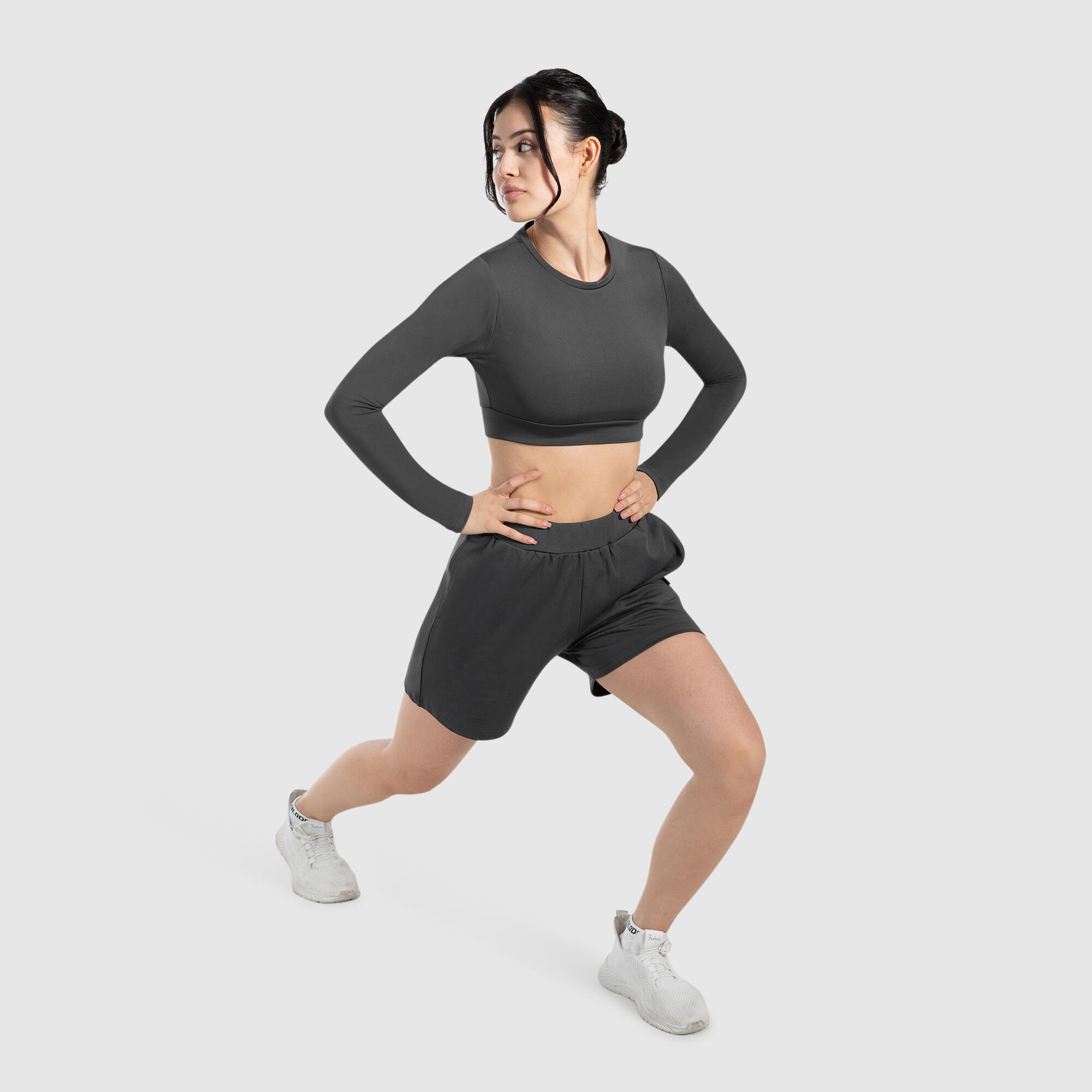 Damen Crop Longsleeve Tisha Anthrazit 3/5