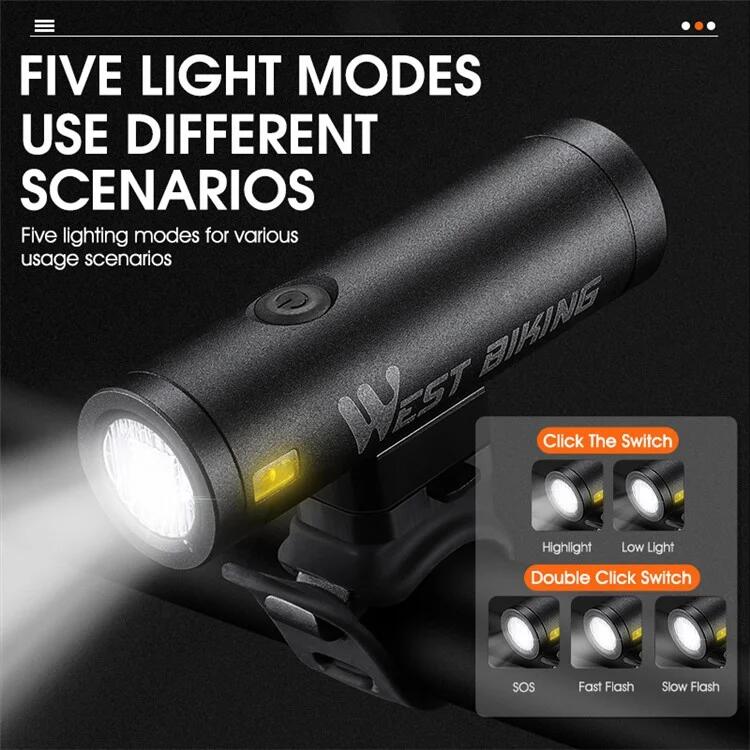 Luce Anteriore LED Luminosa 500LM per Ciclismo Notturno - Nero 5/7