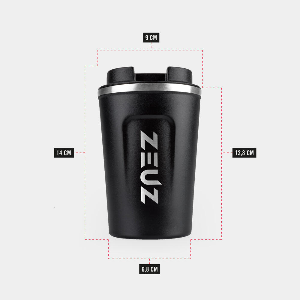 ZEUZ Thermosbecher & Kaffeebecher für unterwegs – 380 ml – Schwarz 3/6