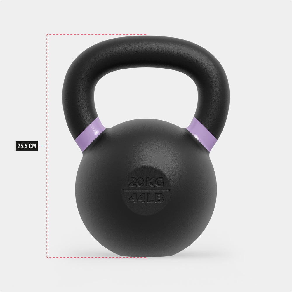 Kettlebell ZEUZ da 20 kg – Pesi per fitness e Functional Fitness – Ghisa – Viola 2/7