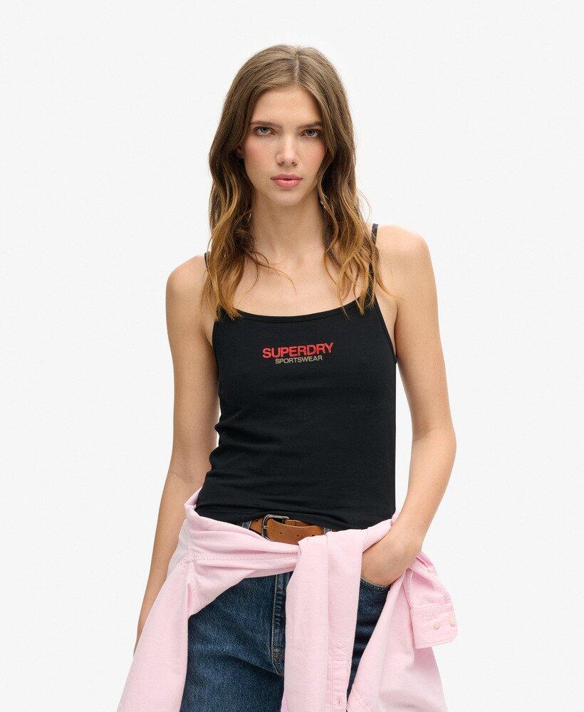 SUPERDRY Eng anliegendes Cami-Oberteil mit Sportbekleidungslogo