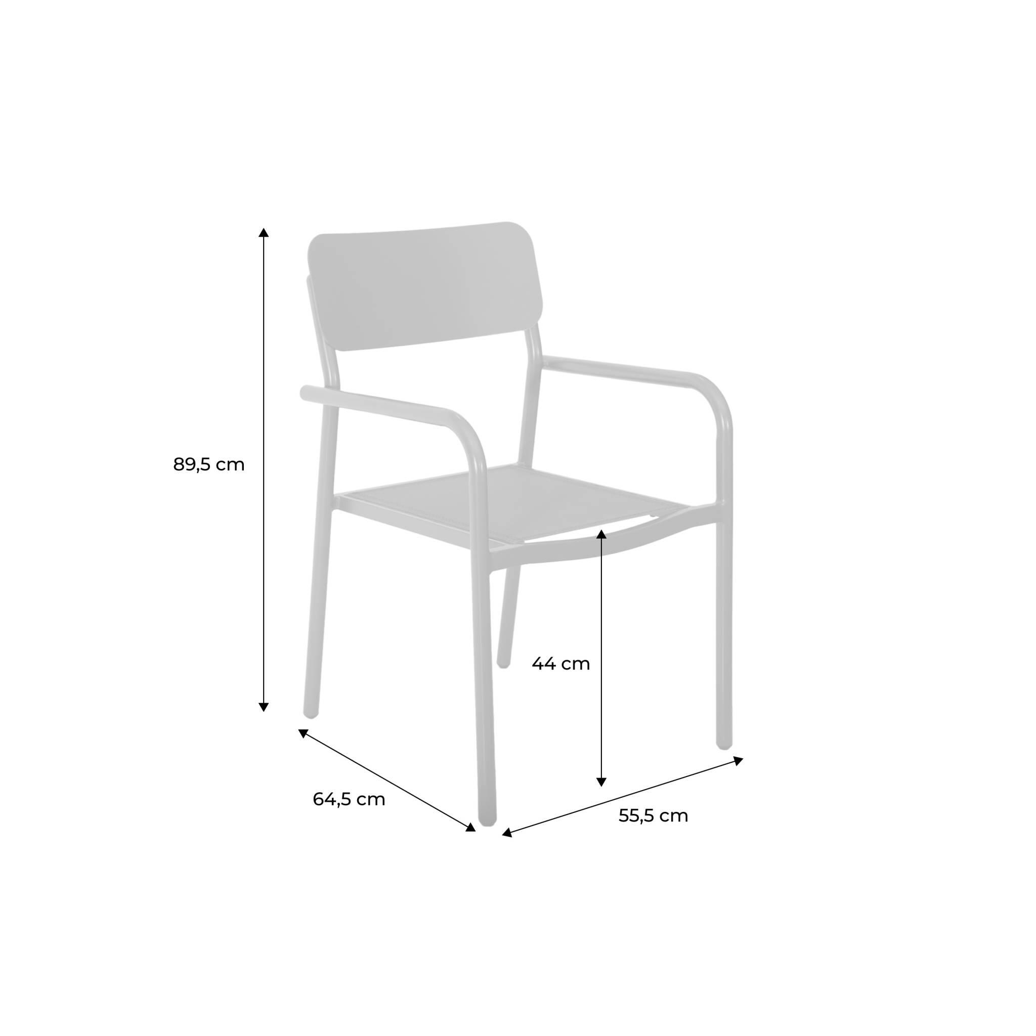 Silla de jardín apilable de aluminio, set de 4, Antracita 5/5