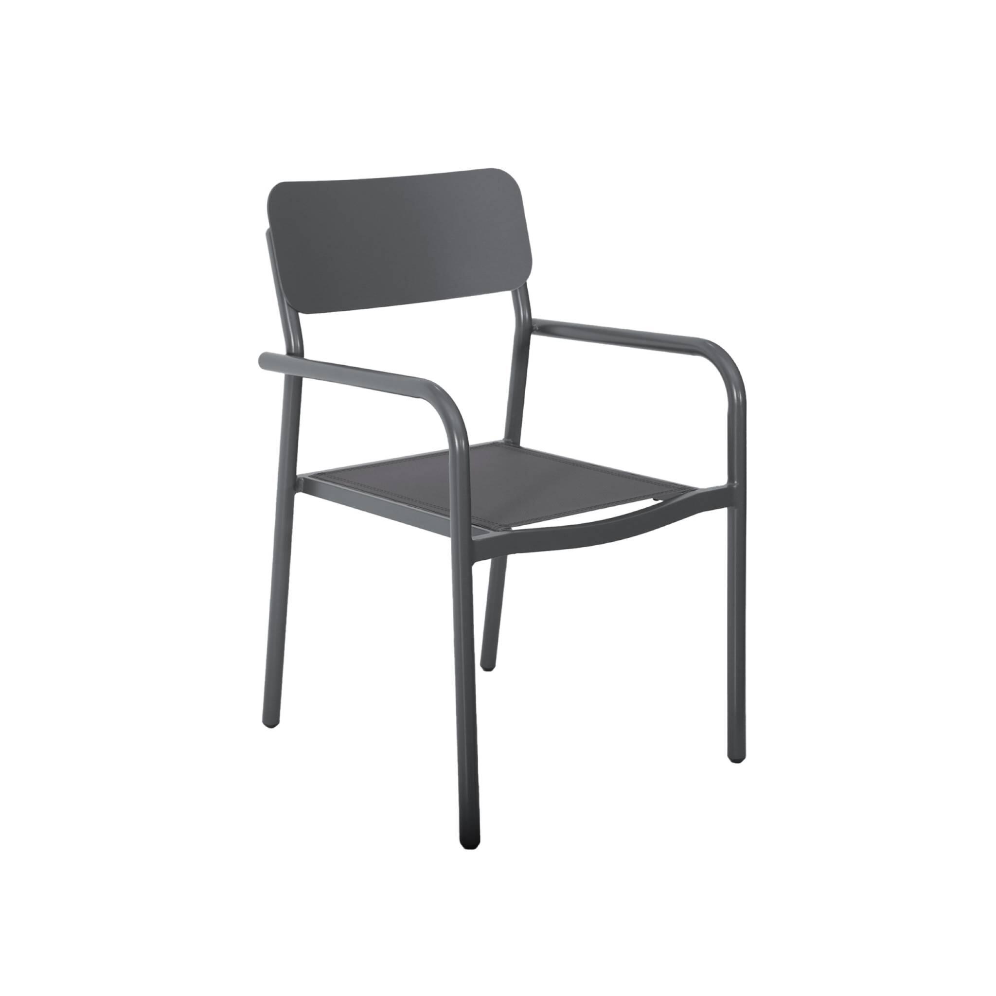 Silla de jardín apilable de aluminio, set de 4, Antracita 3/5