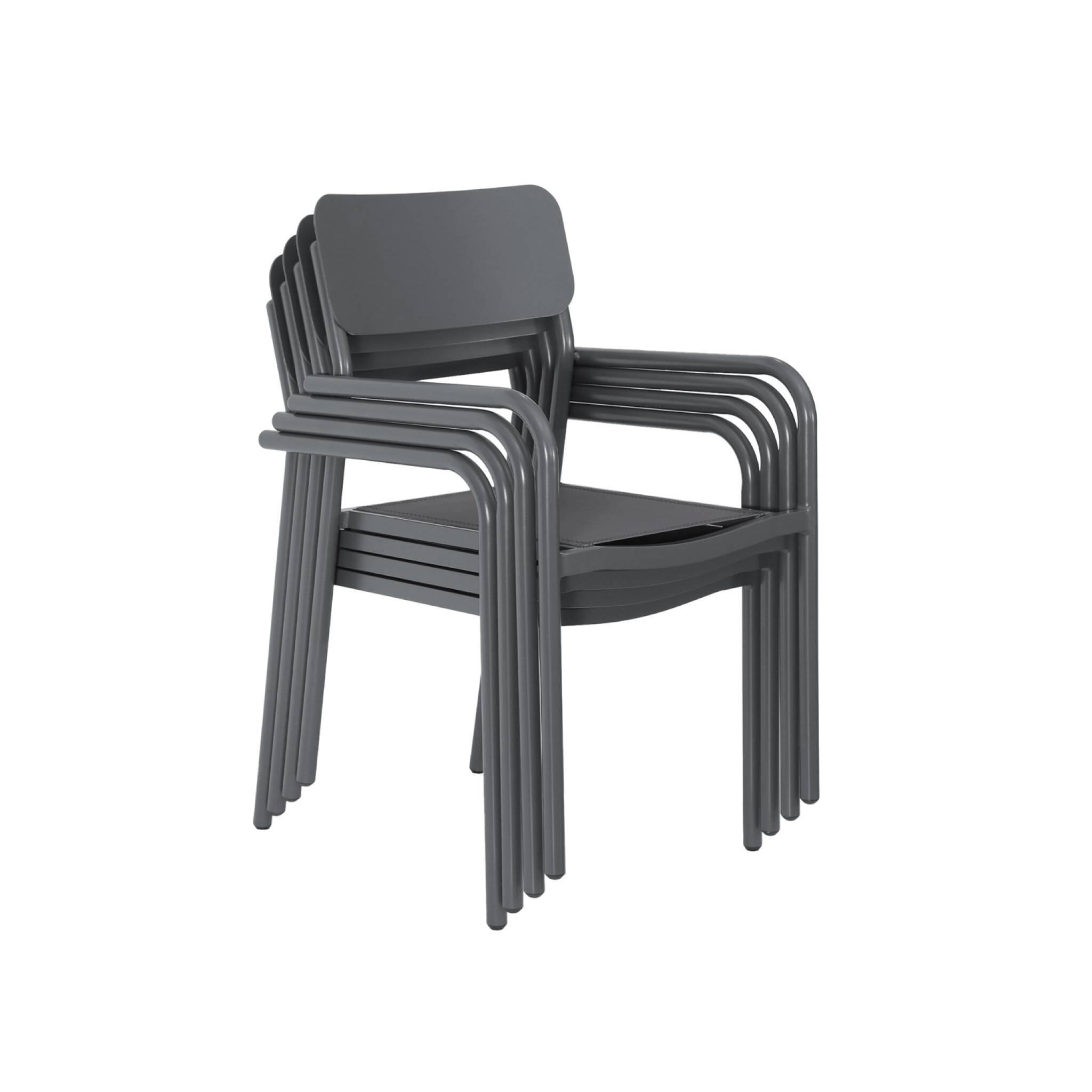 Silla de jardín apilable de aluminio, set de 4, Antracita 2/5