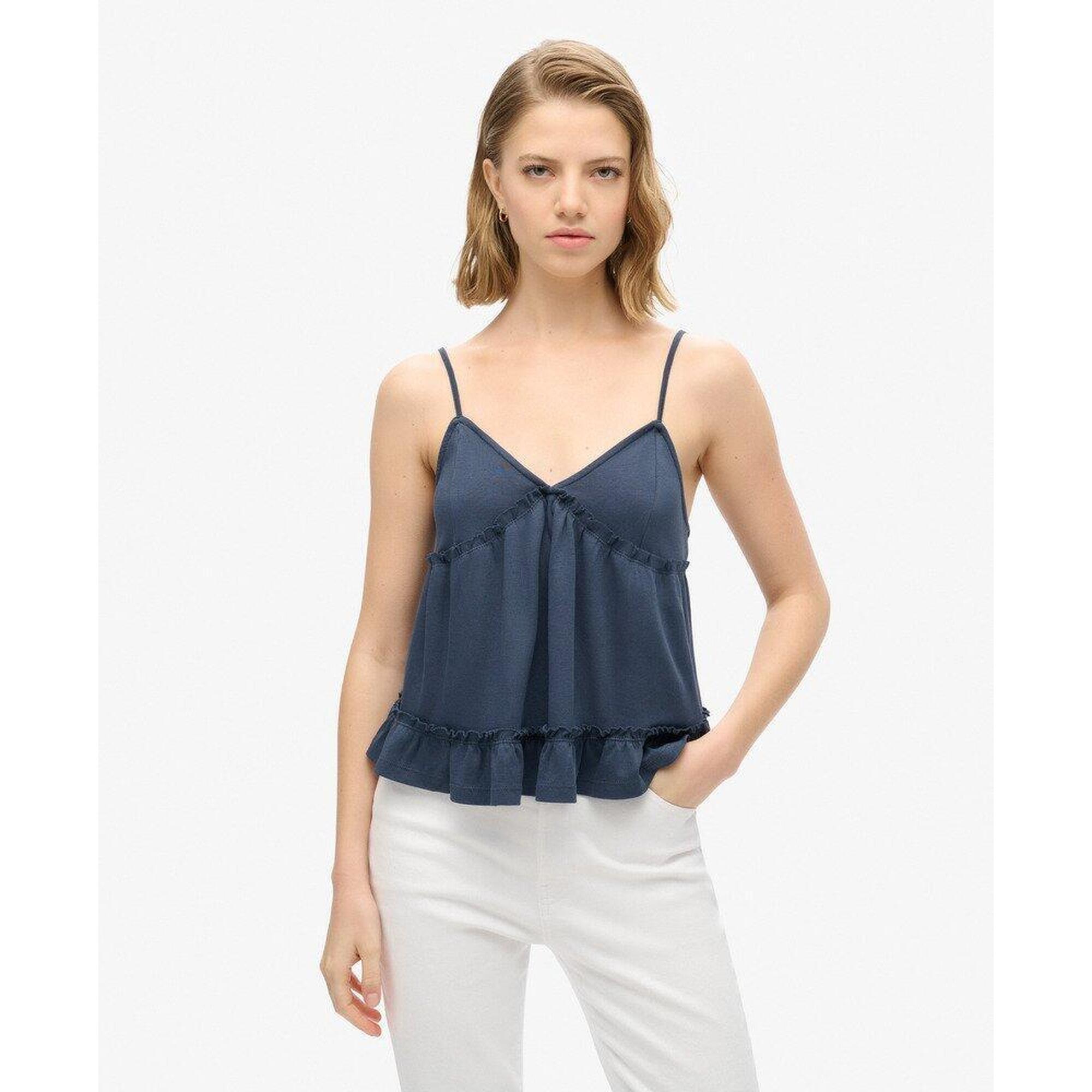 Superdry - Haut Cami En Jersey À Volants - Sous Pull - Bleu - Decathlon