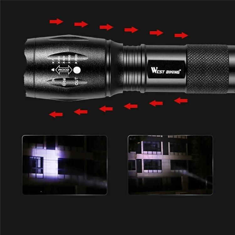 Torcia Anteriore per Bici, 3 Modalità, Super Luminosa, Zoom Retrattile 3/7