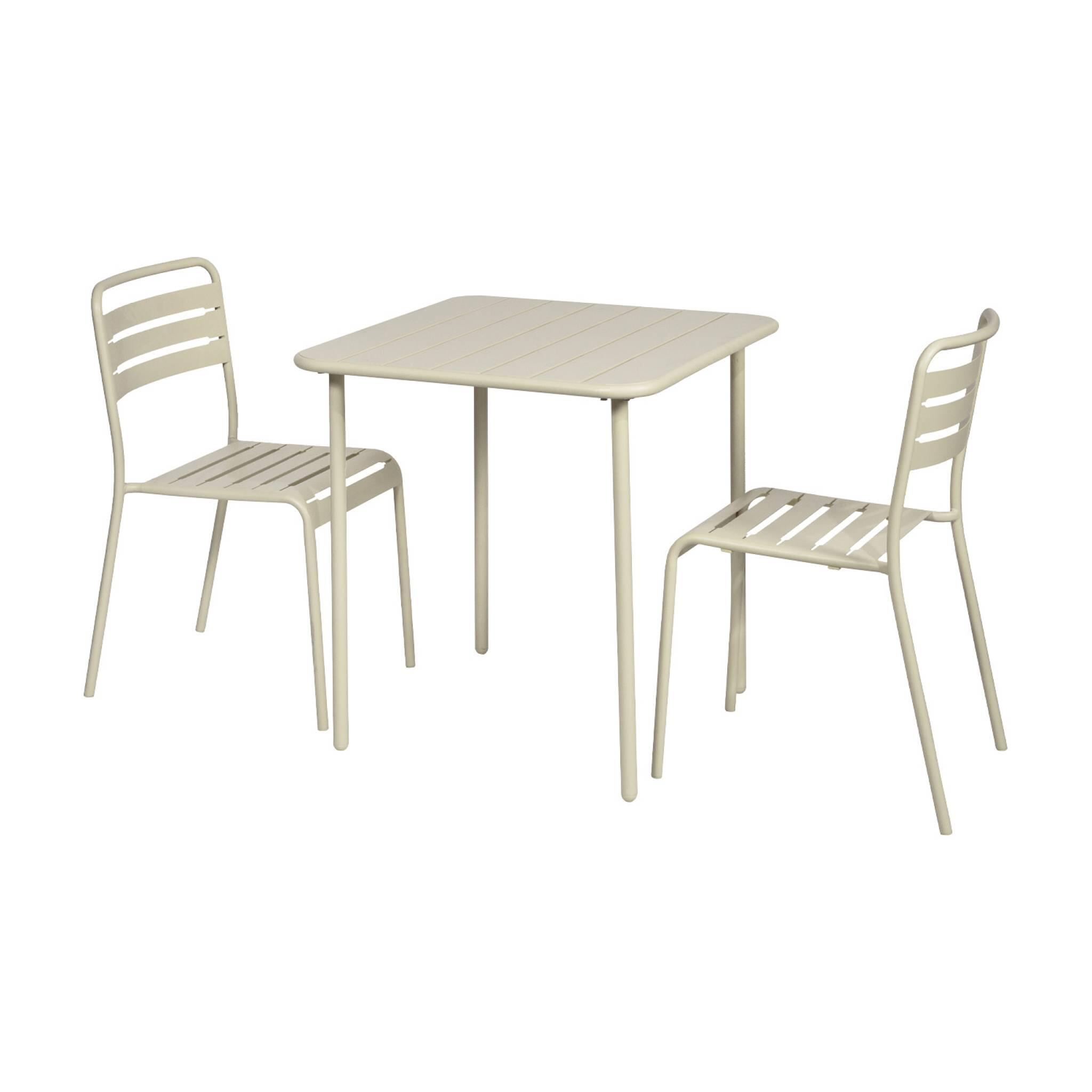 Mesa de jardim metálica de 2 lugares, Beige 3/5