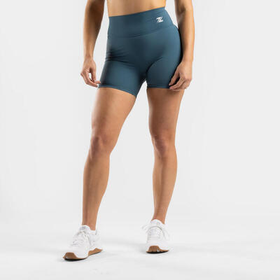 Zeuz korte sport legging dames high waist - nylon & elastaan - blauw - maat m