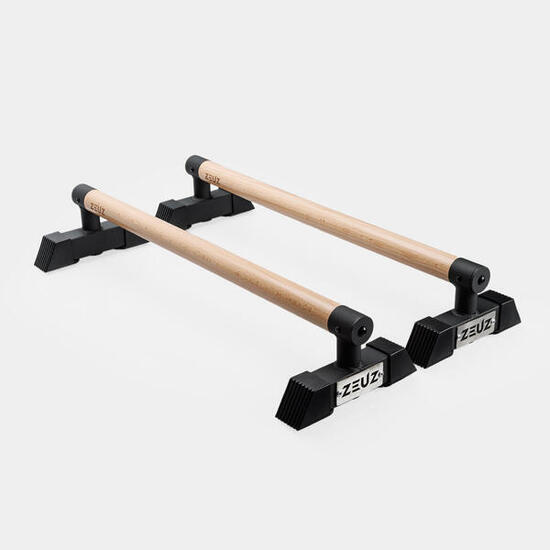 ZEUZ Parallettes Longues Bois Calisthenics & Fitness fonctionnel - 70x22x12,5 CM