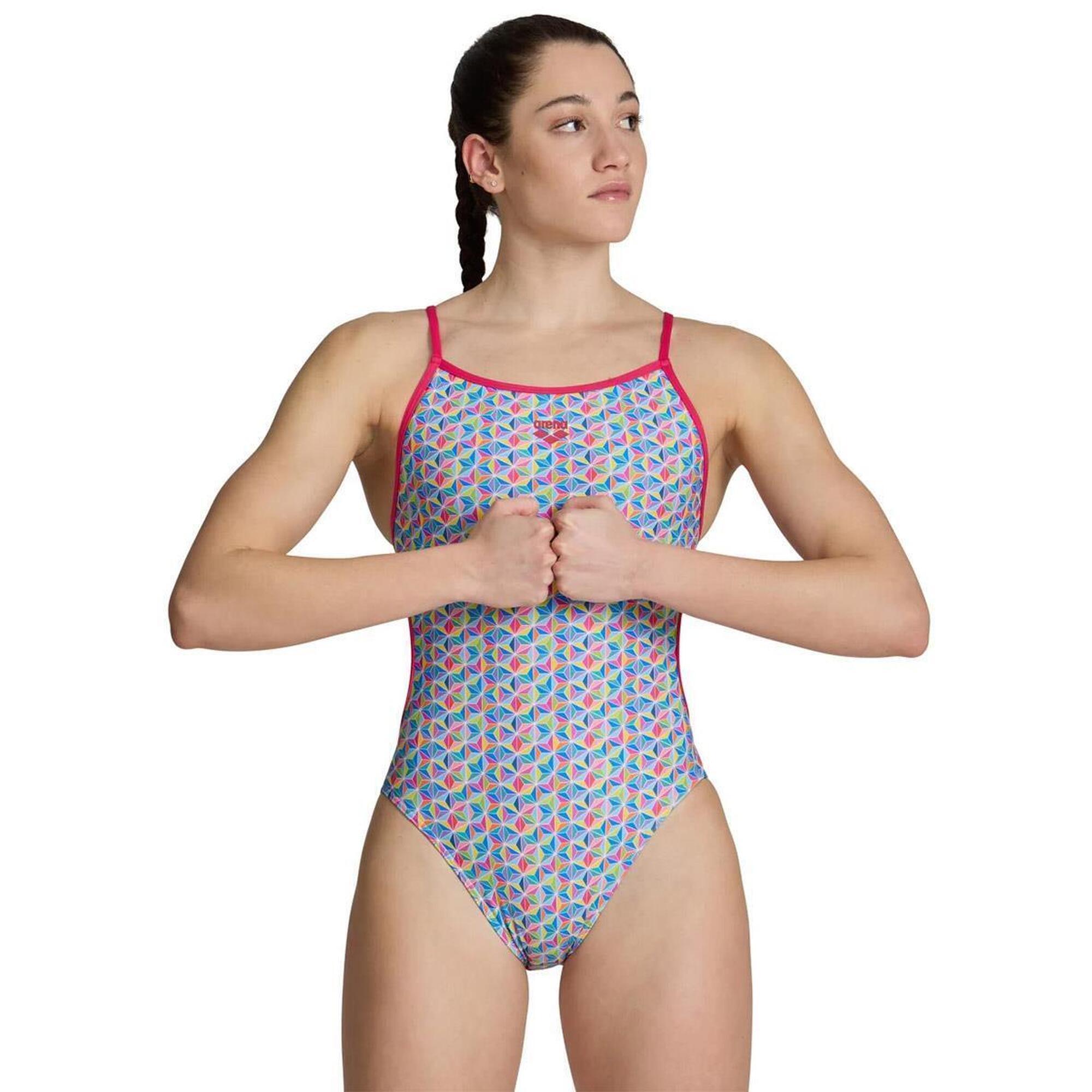 Arena Starfish Swimsuit Lace Back Swimsuit - Freak Rose/White Multi - Rozmiar 38