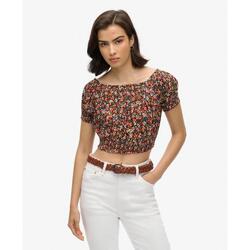 Haut court à manches courtes smocké