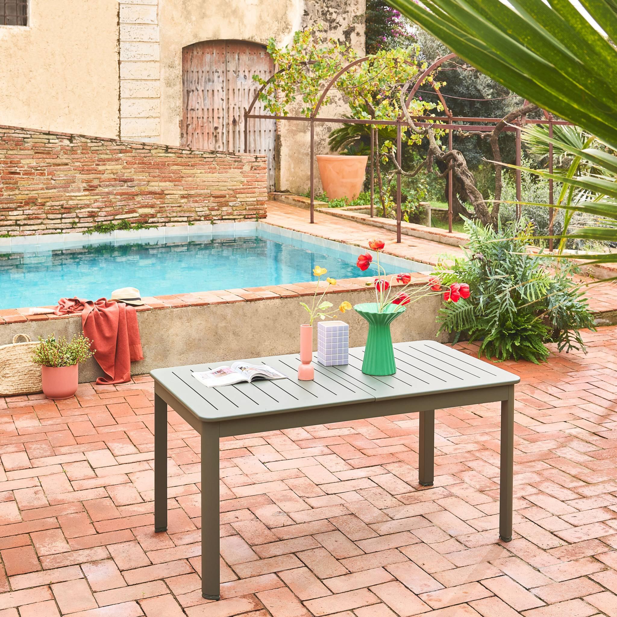Tavolo da giardino allungabile in alluminio, 6 posti, Verde kaki 3/6