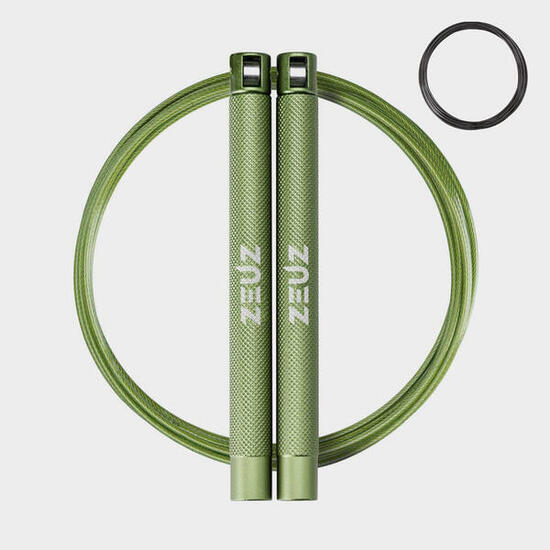 Corde à sauter ZEUZ pour Functional Fitness et Fitness – Réglable – Verte