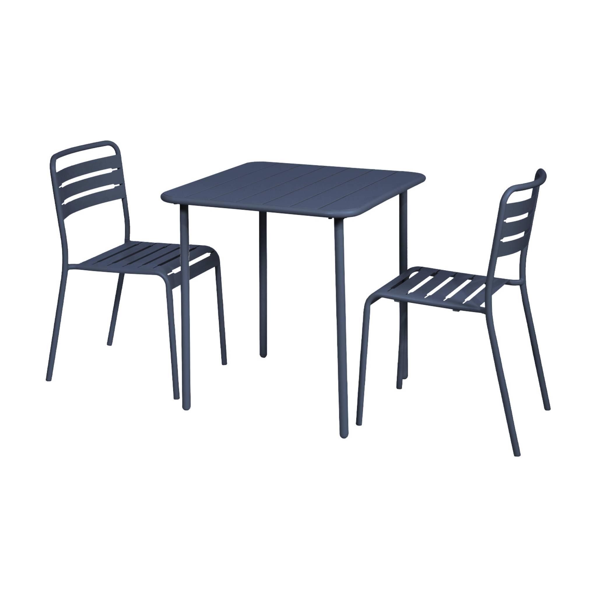 Mesa de jardín bistró de acero, 2 plazas, 70cm, Azul marino 6/6