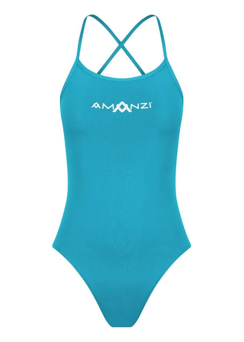 Maiô Amanzi Calypso com amarração nas costas - Azul-petróleo - Tamanho 38 5/6
