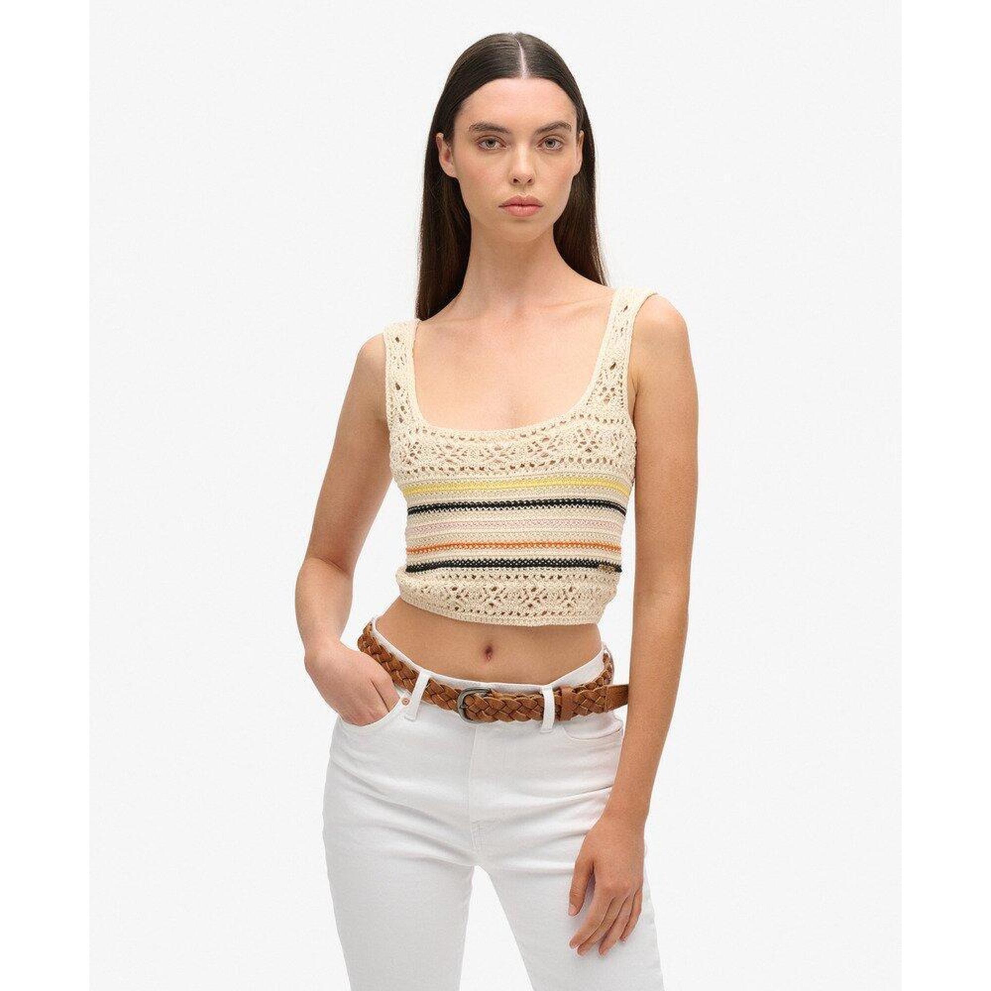 Superdry - Gilet Court En Crochet À Lacets - Sous Pull - Blanc - Decathlon