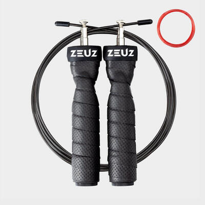 Zeuz springtouw voor crossfit & fitness – verstelbaar speed rope – sr-3 - zwart