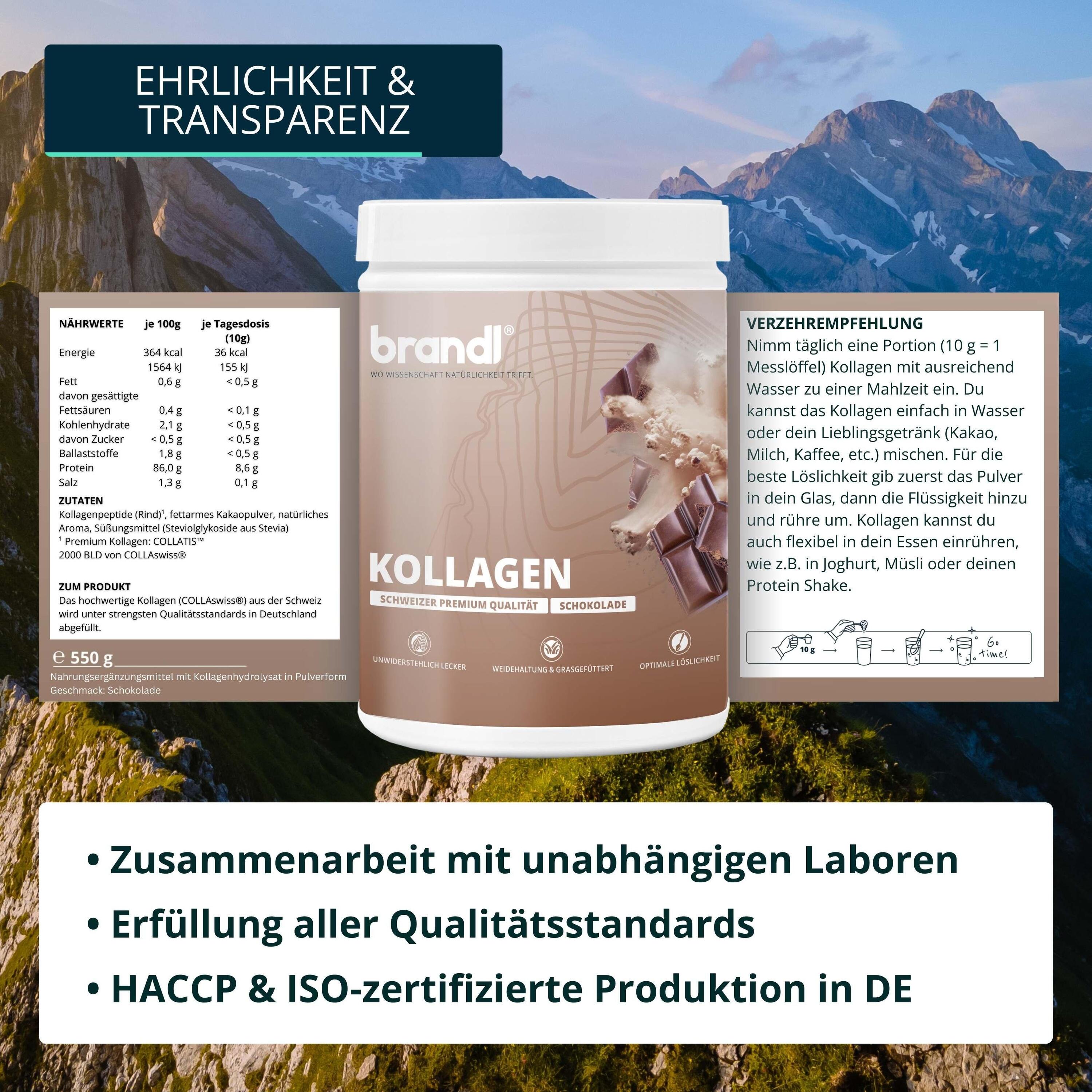 COLLAswiss® Kollagen Pulver aus Schweizer Weidehaltung grassgefüttert 6/6