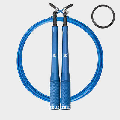 Zeuz springtouw voor crossfit & fitness – verstelbaar speed rope – sr-2 - blauw