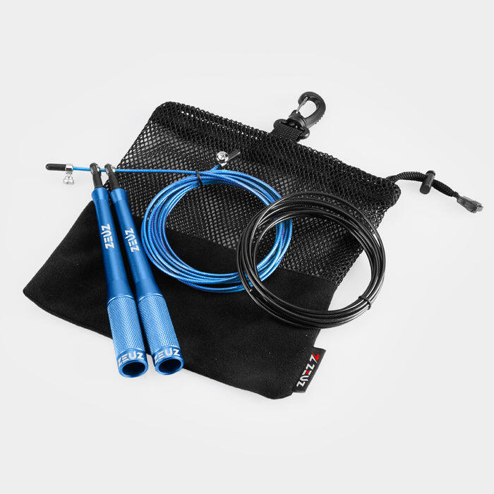 Corde à sauter ZEUZ pour Functional Fitness et Fitness – SR-2 – Bleue 2/4