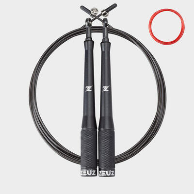 Zeuz springtouw voor crossfit & fitness – verstelbaar speed rope – sr-2 - zwart