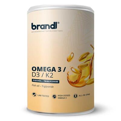 brandl® D3 K2 Omega 3 Kapseln [120 Stück] | Hochwertiges Fischöl | Made in DE