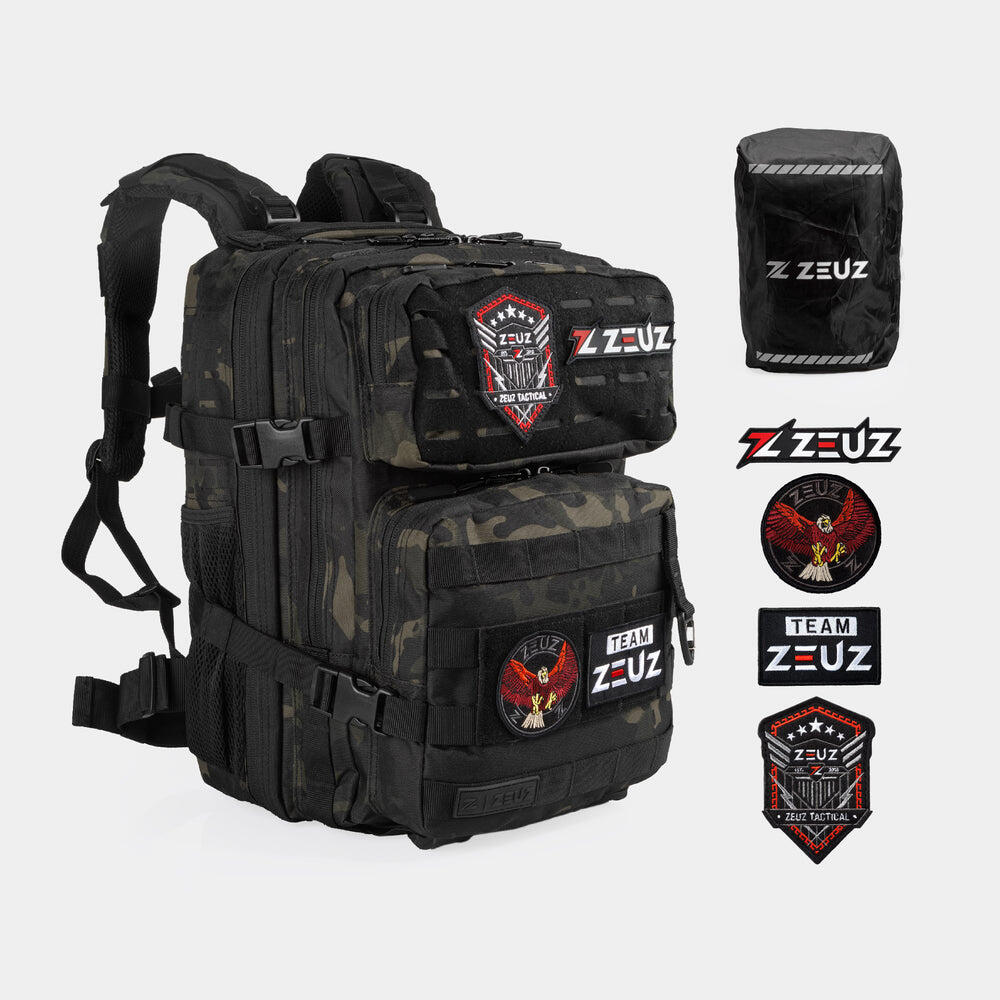 Sac à dos tactique ZEUZ pour femmes et hommes – 25 litres – Camouflage noir 2/7