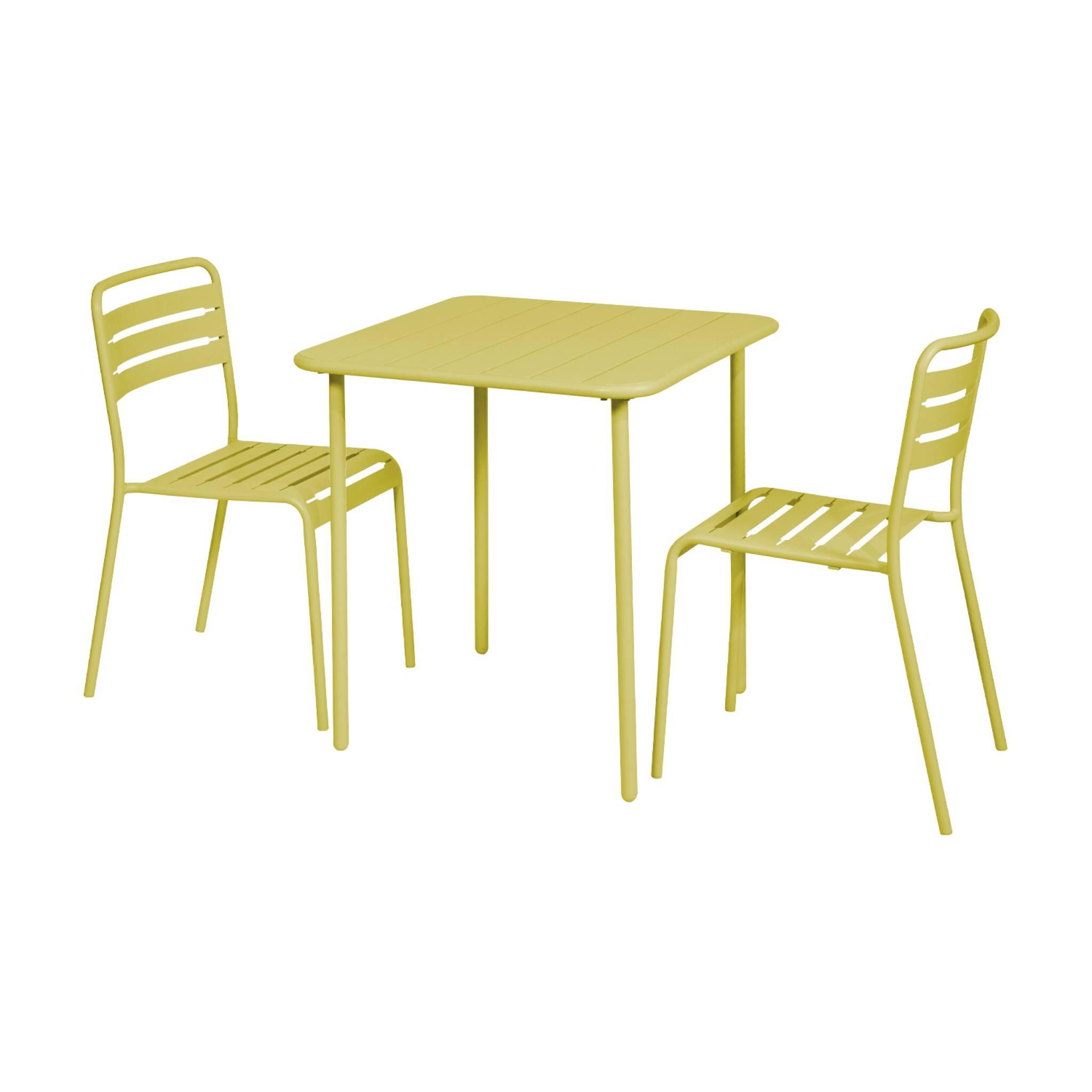 Mesa de jardim metálica de 2 lugares, Amarelo 3/5