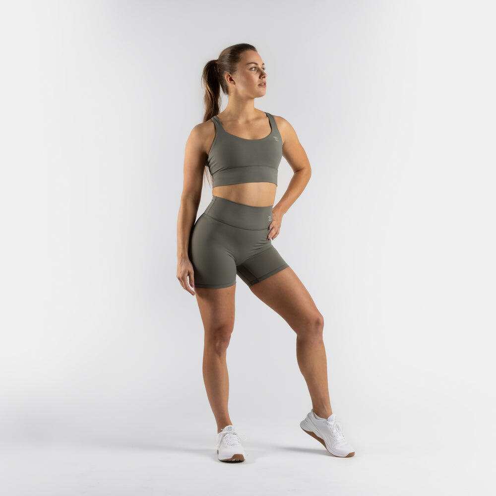Leggings de sport courts ZEUZ pour femme, verts, taille XS 4/7