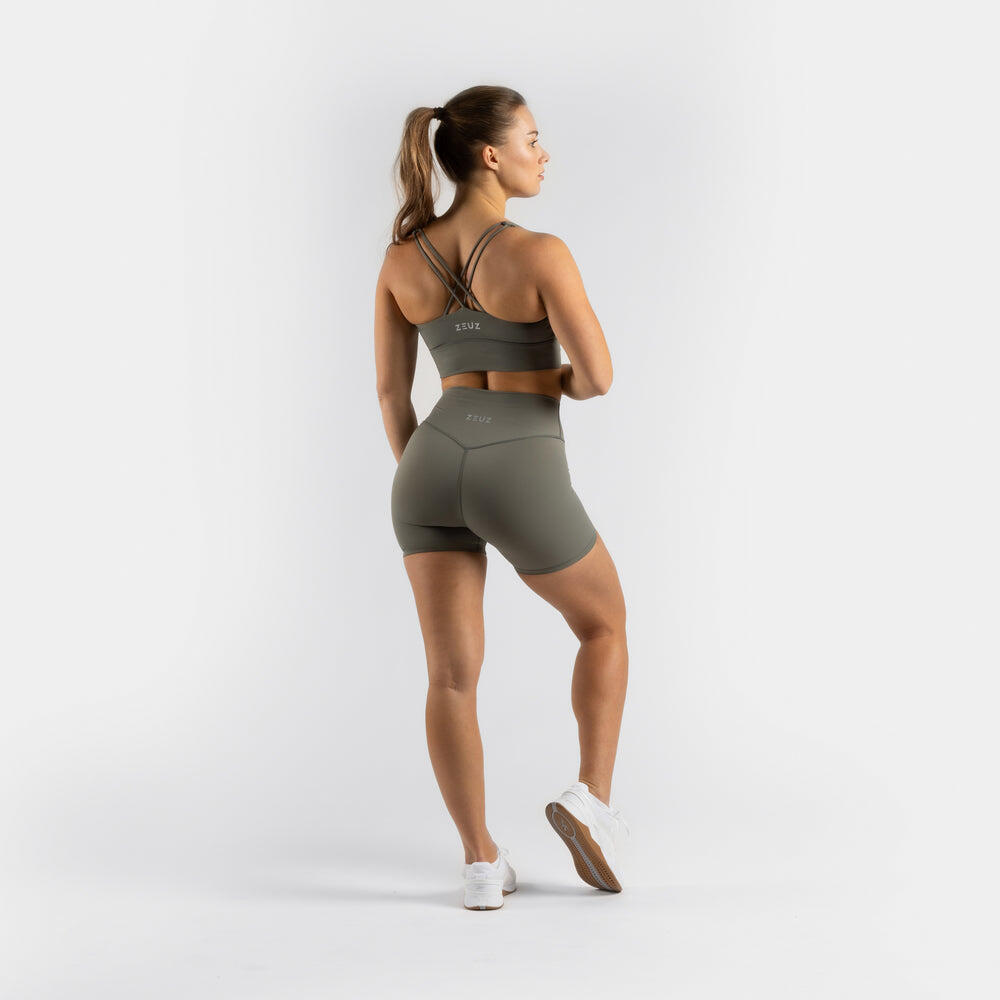 Leggings de sport courts ZEUZ pour femme, verts, taille XS 5/7
