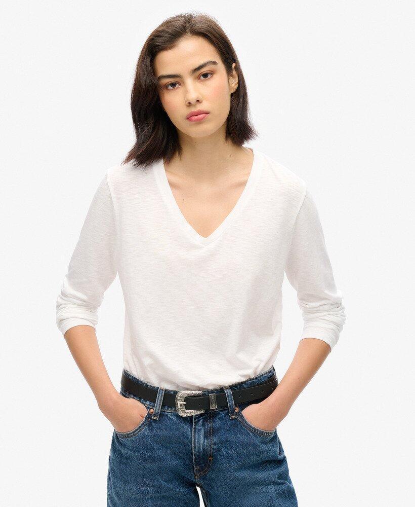 SUPERDRY Langarmshirt aus Jersey mit V-Ausschnitt