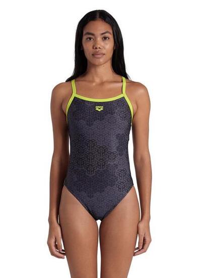 Costume da bagno Arena Camo Kikki Challenge Back - Verde tenue / Nero
