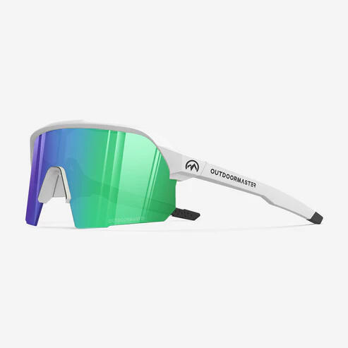OUTDOOR MASTER Outdoor Master Hawk Polarised Sport Sunglasses Light Grey Frame Green Lenses