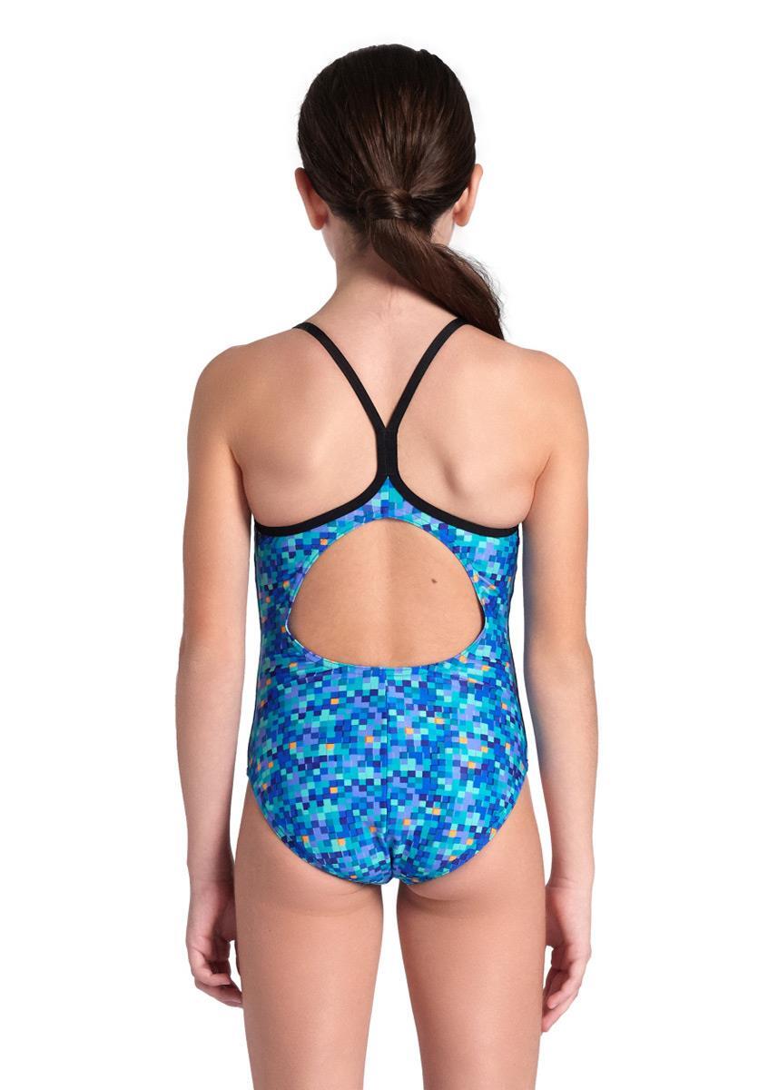 Arena Girls Pool Tiles Light Drop Back - Zwart / Blauw Multi - Maat 28 2/6
