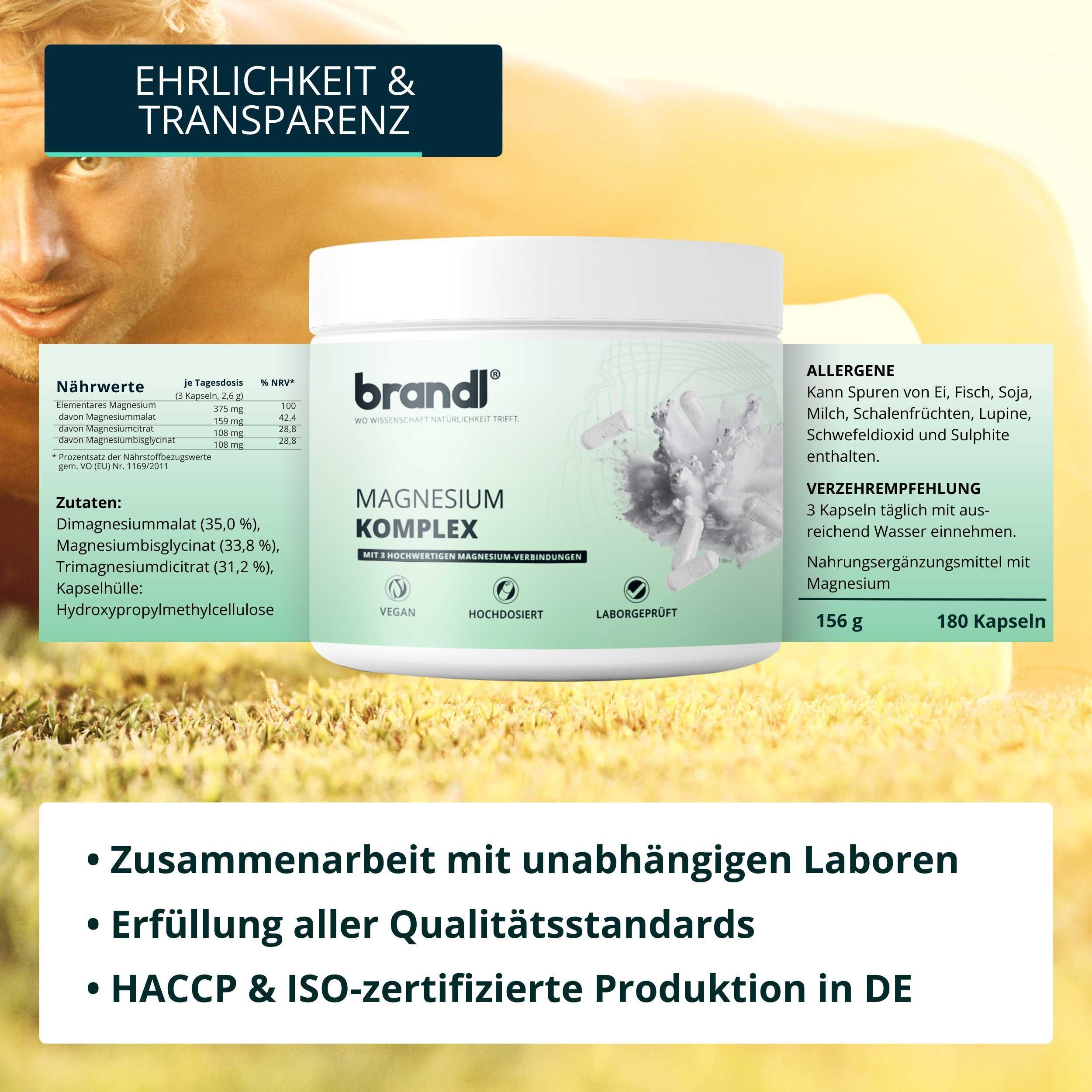 Magnesium-Komplex aus Citrat, Malat & Bisglycinat | 180 Premium Kapseln 5/6