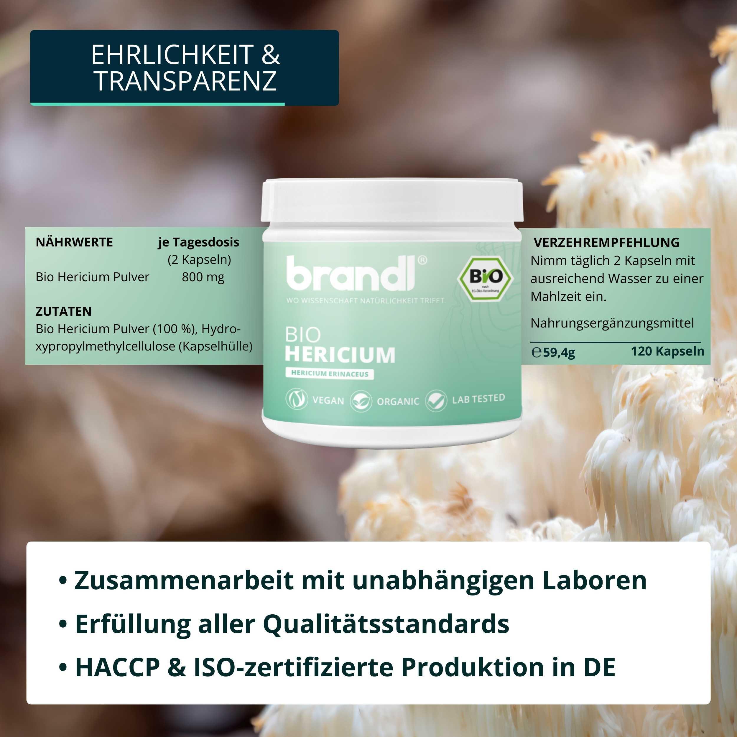 brandl® Bio Lions Mane (Hericium Erinaceus) Vitalpilz 5/6