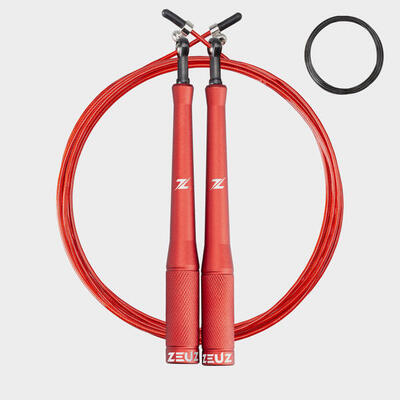 Zeuz springtouw voor crossfit & fitness – verstelbaar speed rope – sr-2 - rood