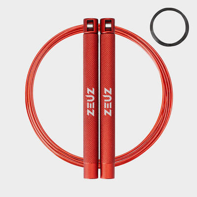 Zeuz springtouw voor crossfit & fitness – verstelbaar – speed rope – rood