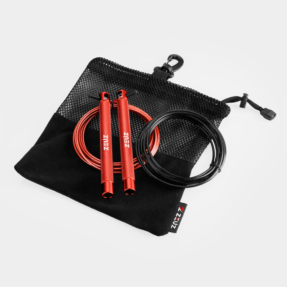 Corda per saltare ZEUZ per Functional Fitness e Fitness – Regolabile – Rossa 2/4