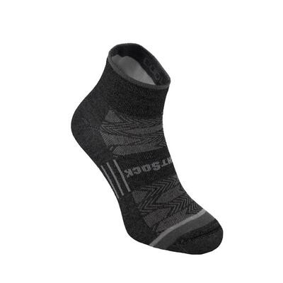 Wrightsock coolmesh quarter - zwart/grijs - dubbellaags anti-blaar sokken